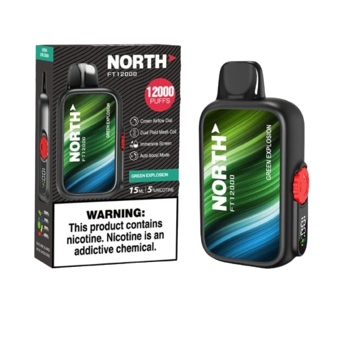 North FT12000 12,000 Puff Rechargeable Nicotine Disposable-North-Green Explosion-NYC Glass