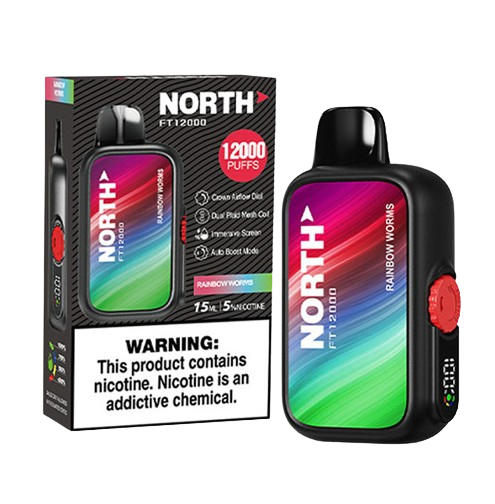 North FT12000 12,000 Puff Rechargeable Nicotine Disposable-North-Rainbow Worms-NYC Glass