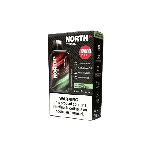 North FT12000 12,000 Puff Rechargeable Nicotine Disposable-North-Strawberry Watermelon Kiwi-NYC Glass