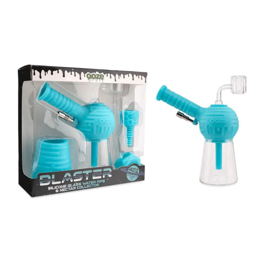 Ooze Blaster Silicone Glass Water Pipe & Dab Rig Duo-Water Pipe, Bong, Bubbler-Ooze-Aqua Teal-NYC Glass