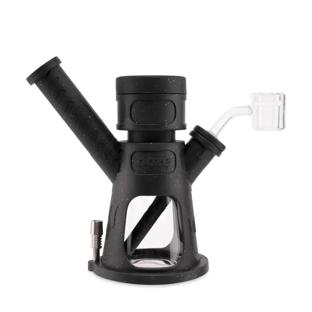 Ooze Hyborg Silicone Glass 4-in-1 Hybrid Water Pipe and Dab Straw-Ooze-Shimmer Black-NYC Glass