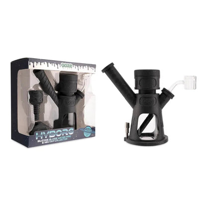 Ooze Hyborg Silicone Glass 4-in-1 Hybrid Water Pipe and Dab Straw-Ooze-Shimmer Black-NYC Glass