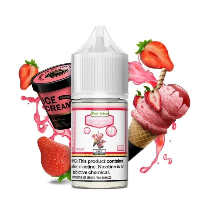 POD Juice Salts E-Juice 30ml-Pod Juice-Strawberry Ice Cream 35mg-NYC Glass