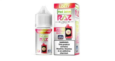 POD Juice x RAZ Series Nicotine Salt E-Liquid 30ML-Pod Juice-Strawberry Lolly 55mg-NYC Glass