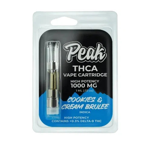 Peak High Potency THCA 510 Vape Cartridge-CannaAid-Cookies & Cream Brulee (Indica)-NYC Glass