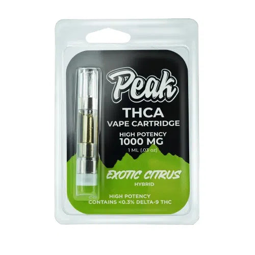 Peak High Potency THCA 510 Vape Cartridge-CannaAid-Exotic Citrus (Hybrid)-NYC Glass