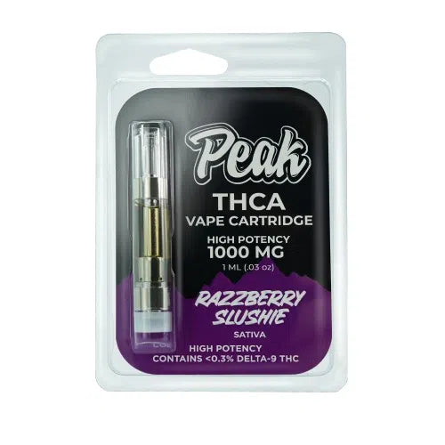 Peak High Potency THCA 510 Vape Cartridge-CannaAid-Razzberry Slushie (Sativa)-NYC Glass