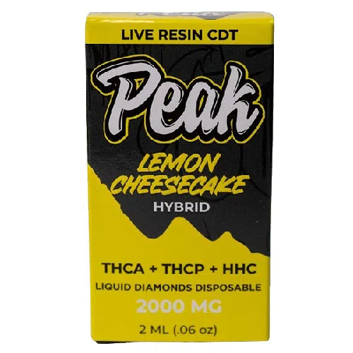 Peak High Potency THCA + THCP + HHC 2000mg Liquid Diamond Disposable-CannaAid-Lemon Cheese Cake (Hybrid)-NYC Glass