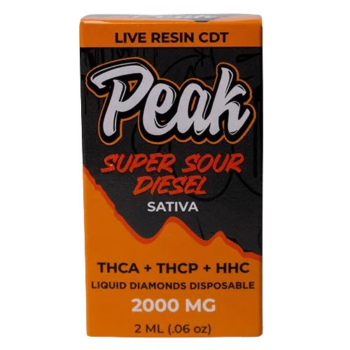 Peak High Potency THCA + THCP + HHC 2000mg Liquid Diamond Disposable-CannaAid-Super Sour Diesel (Sativa)-NYC Glass