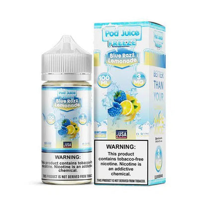 Pod Juice Synthetic Nicotine E-Juice 100ml-Pod Juice-Blue Razz Lemonade Freeze 3mg-NYC Glass