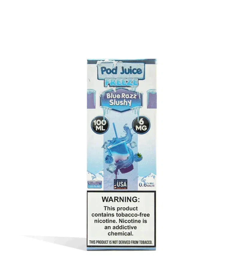 Pod Juice Synthetic Nicotine E-Juice 100ml-Pod Juice-Blue Razz Slushy Freeze 6mg-NYC Glass