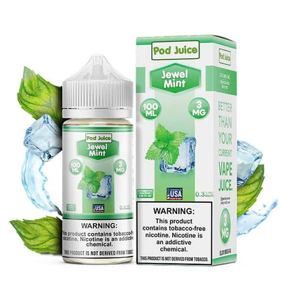 Pod Juice Synthetic Nicotine E-Juice 100ml-Pod Juice-Jewel Mint 3mg-NYC Glass