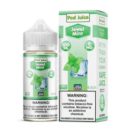 Pod Juice Synthetic Nicotine E-Juice 100ml-Pod Juice-Jewel Mint 6mg-NYC Glass