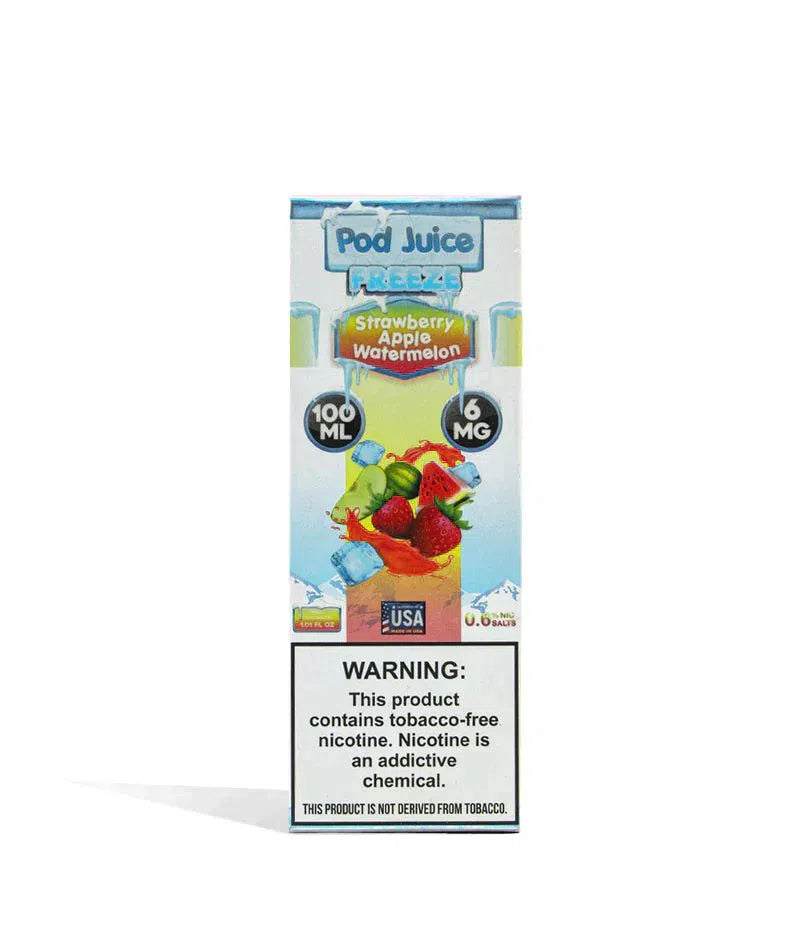 Pod Juice Synthetic Nicotine E-Juice 100ml-Pod Juice-Strawberry Apple Watermelon Freeze 6mg-NYC Glass