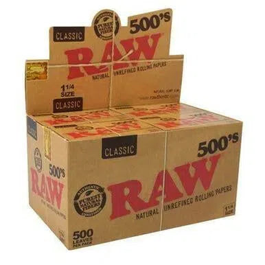RAW 1 1/4 Classic 500's Rolling Papers - 20pk Box-Rolling Papers-RAW-NYC Glass