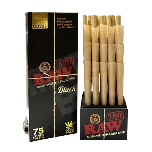 RAW Black Classic King Size Cones - 75ct Box-RAW-NYC Glass