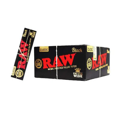 RAW Black King Size Wide Rolling Papers - 50pk Box-Bulk Buy-RAW-Full Box: 1600 Papers-NYC Glass