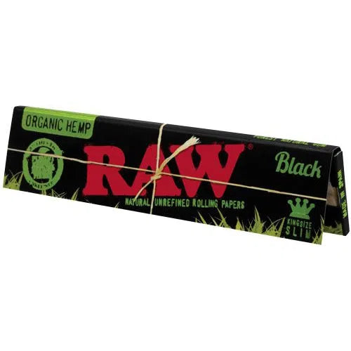 RAW Black Organic Hemp King Size Slim Rolling Papers 50pk Box-RAW-NYC Glass