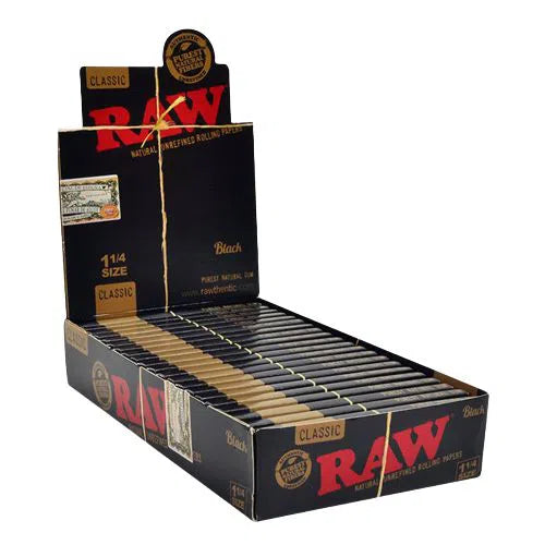 RAW Classic Black 1 1/4" Rolling Papers - 24pk Box-RAW-Full Box: 1200 Papers-NYC Glass