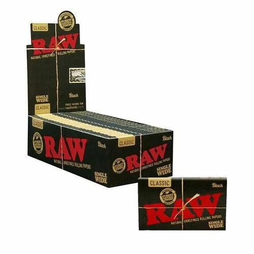 RAW Classic Black Rolling Papers Single Wide - 25pk Box-RAW-NYC Glass