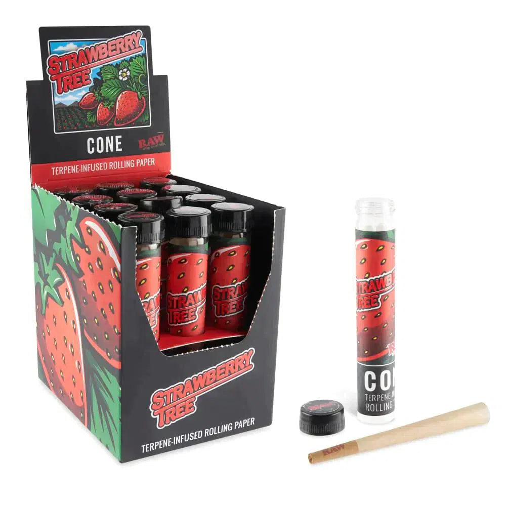 RAW Classic Cones Strawberry Tree/ Terpene Infused 12pk-RAW-NYC Glass