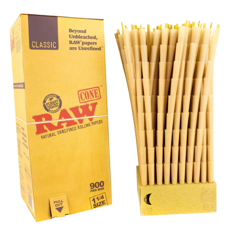 RAW Classic Pre-Rolled Cones 1 1/4 900ct Bulk-RAW-NYC Glass
