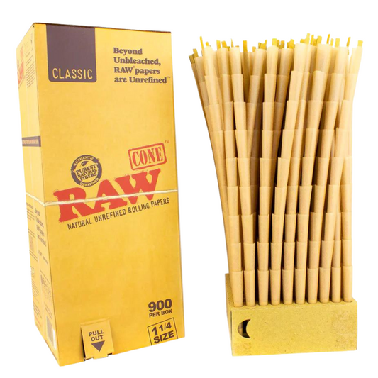 RAW Classic Pre-Rolled Cones 1 1/4 900ct Bulk-RAW-NYC Glass