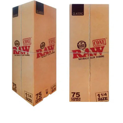 RAW Classic Pre-Rolled Cones 75ct-RAW-Classic 1 1/4 Cones 75ct Box-NYC Glass