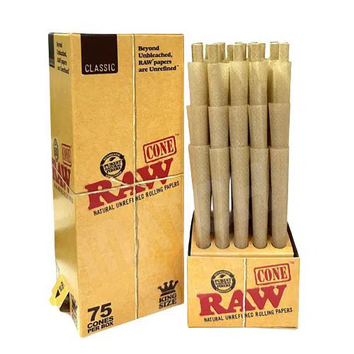 RAW Classic Pre-Rolled Cones 75ct-RAW-Classic King Size Cones 75ct Box-NYC Glass