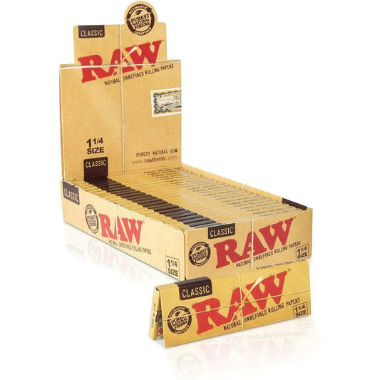 RAW Classic Rolling Papers 1 1/4 - 24pk Box-RAW-1 Box (1200 Leaves)-NYC Glass