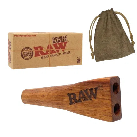 RAW Double Barrel Wooden Cigarette Holder (King Size)-RAW-NYC Glass