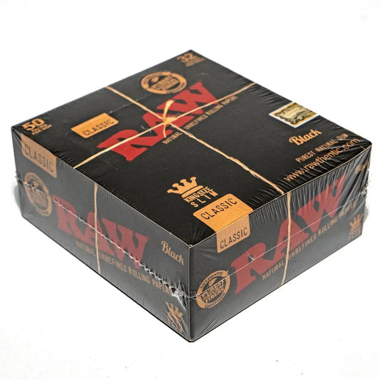 RAW King Size Slim Black Rolling Papers - 50pk Box-RAW-Box (1600 Leaves)-NYC Glass