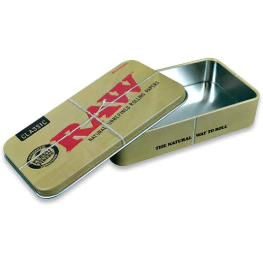 RAW Natural Unrefined Rolling Papers - Metal Storage Tin Box-RAW-NYC Glass