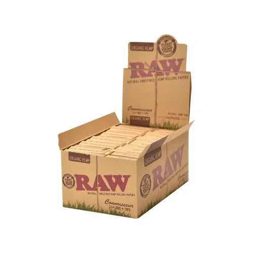 RAW Organic Hemp Connoisseur With Tips - 1 1/4" (1.25") - 24 ct-Rolling Papers-RAW-NYC Glass