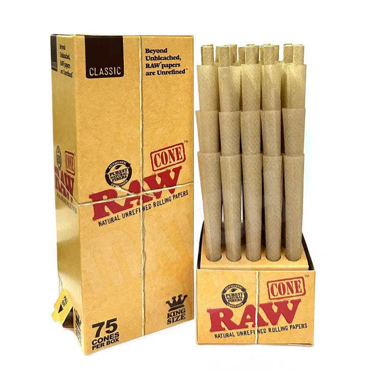 RAW Pre-Rolled Cones 75ct Box-RAW-Classic King Size-NYC Glass
