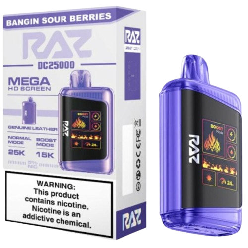 RAZ DC25000 25,000 Puff Rechargeable Nicotine Disposable-Nicotine Disposable-RAZ-Bangin Sour Berries-NYC Glass