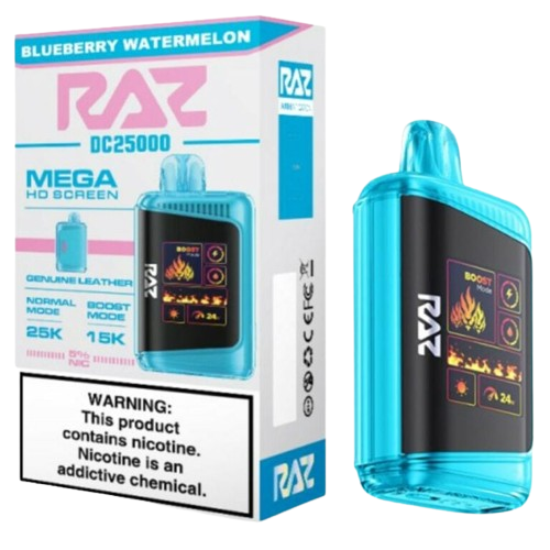 RAZ DC25000 25,000 Puff Rechargeable Nicotine Disposable-Nicotine Disposable-RAZ-Blueberry Watermelon-NYC Glass