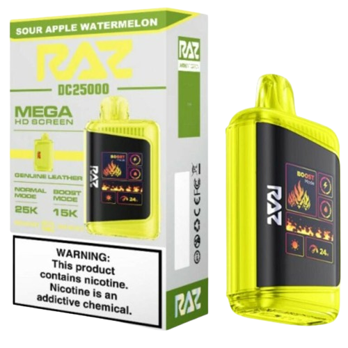 RAZ DC25000 25,000 Puff Rechargeable Nicotine Disposable-Nicotine Disposable-RAZ-Sour Apple Watermelon-NYC Glass