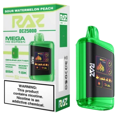 RAZ DC25000 25,000 Puff Rechargeable Nicotine Disposable-Nicotine Disposable-RAZ-Sour Watermelon Peach-NYC Glass