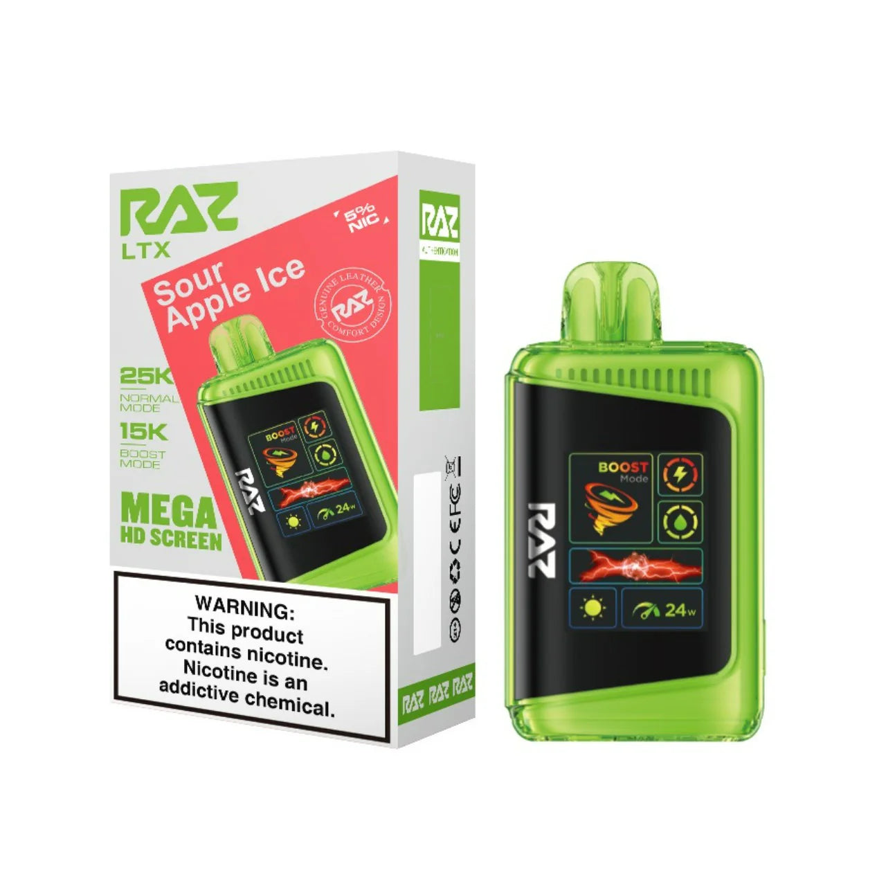 RAZ LTX 25000 Nicotine Disposable-RAZ-Sour Apple Ice-NYC GLASS 718