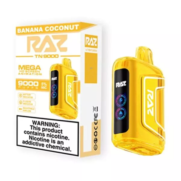 RAZ TN9000 9000 Puffs Nicotine Disposable Full Box 5pk-RAZ-Banana Coconut-NYC Glass