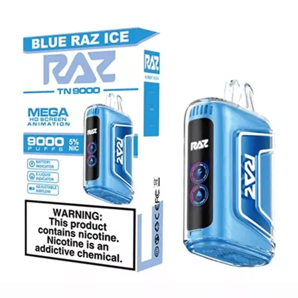 RAZ TN9000 9000 Puffs Nicotine Disposable Full Box 5pk-RAZ-Blue Raz Ice-NYC Glass
