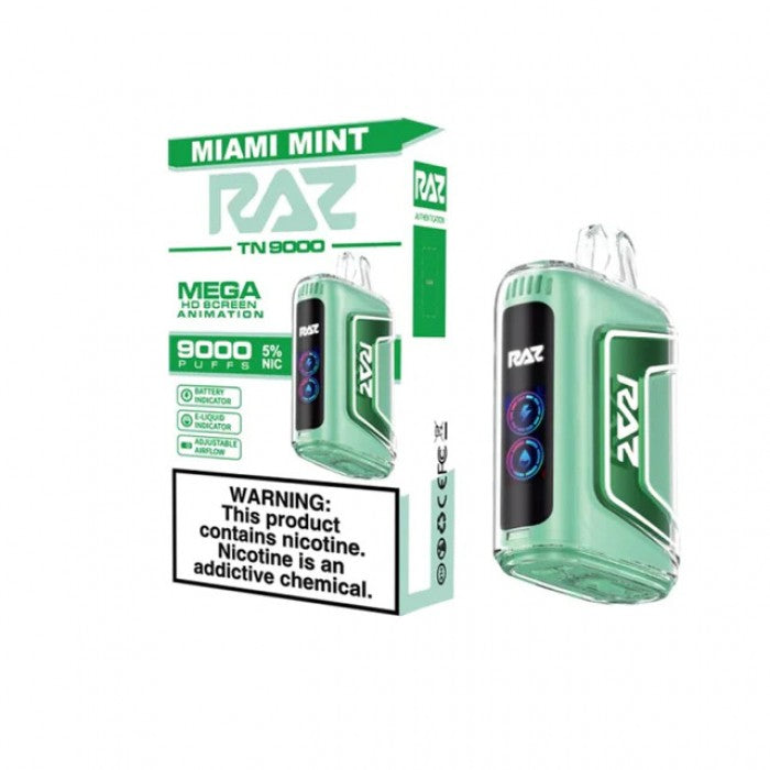 RAZ TN9000 9000 Puffs Nicotine Disposable Full Box 5pk-RAZ-Miami Mint-NYC Glass