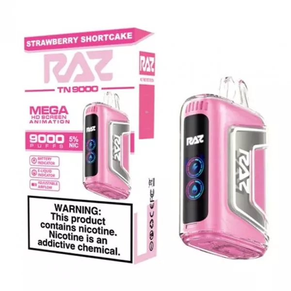 RAZ TN9000 9000 Puffs Nicotine Disposable Full Box 5pk-RAZ-Strawberry Shortcake-NYC Glass