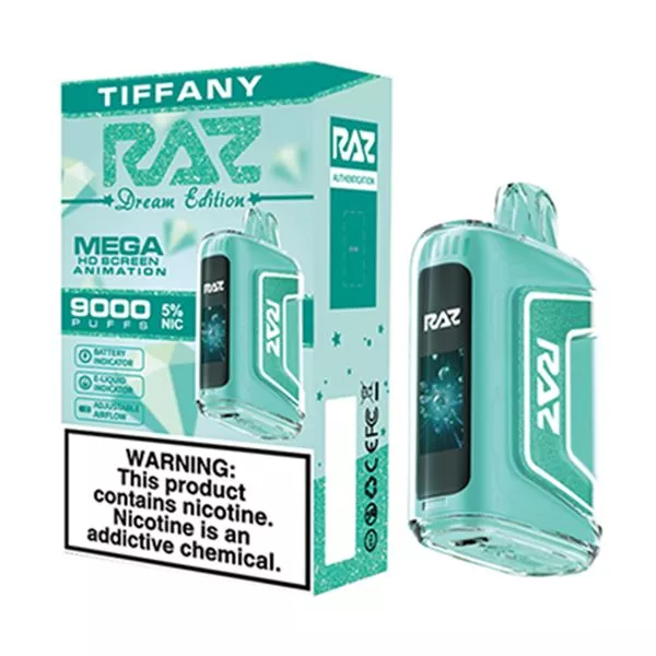 RAZ TN9000 9000 Puffs Nicotine Disposable Full Box 5pk-RAZ-Tiffany (Kiwi Watermelon)-NYC Glass