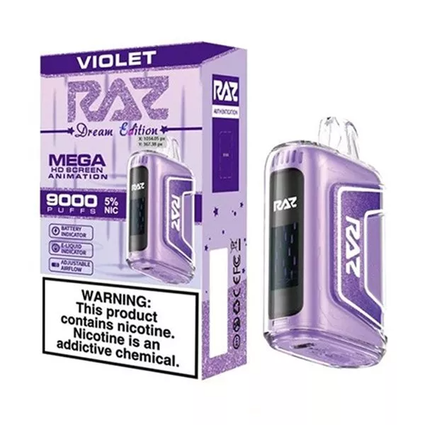 RAZ TN9000 9000 Puffs Nicotine Disposable Full Box 5pk-RAZ-Violet (Grape Strawberry)-NYC Glass