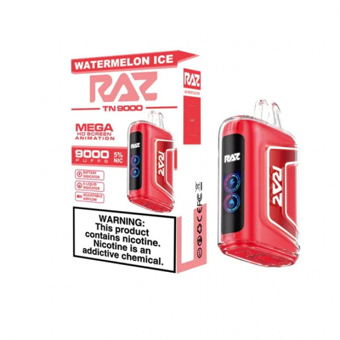 RAZ TN9000 9000 Puffs Nicotine Disposable Full Box 5pk-RAZ-Watermelon Ice-NYC Glass