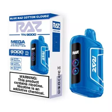 RAZ TN9000 9000 Puffs Nicotine Disposable (Rechargeable)-RAZ-Blue Raz Cotton Cloudz-NYC Glass