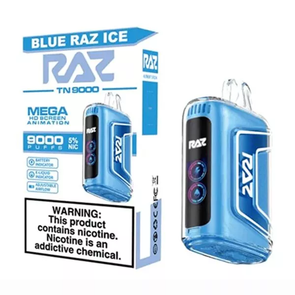 RAZ TN9000 9000 Puffs Nicotine Disposable (Rechargeable)-RAZ-Blue Raz Ice-NYC Glass