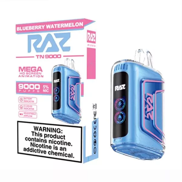 RAZ TN9000 9000 Puffs Nicotine Disposable (Rechargeable)-RAZ-Blueberry Watermelon-NYC Glass